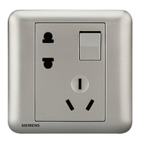 西门子(SIEMENS)开关插座 10A五孔带开关 86型插座面板皓睿硒釉银