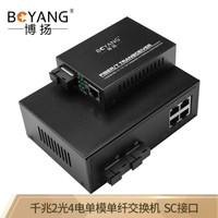博扬（BOYANG）BY-DG204A 千兆二光四电单模单纤光纤收发器交换机 光电转换器 防雷SC接口 25公里外置电源