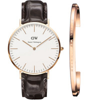 丹尼尔惠灵顿（Daniel Wellington）DW手表0111DW金边皮带男表+百搭男士金色手镯