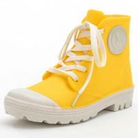 御乐 雨鞋时尚帆布短靴防水雨靴胶鞋水鞋套鞋 DDFB001 黄色 37