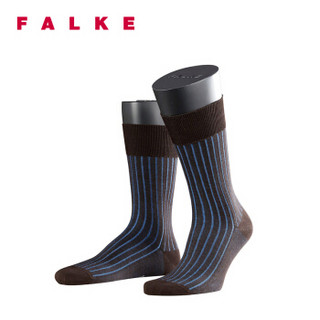 FALKE 德国鹰客 Shadow丝光棉罗纹条纹商务时尚休闲中筒男袜 褐蓝色brown 41-42 14648-5933-41