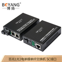博扬(BOYANG)BY-DF102A/B 百兆一光二电单模单纤光纤收发器交换机 光电转换器 防雷SC接口 25公里外置电源