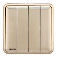 西门子(SIEMENS)开关插座 四开单控带荧光 86型开关面板皓睿砂釉金