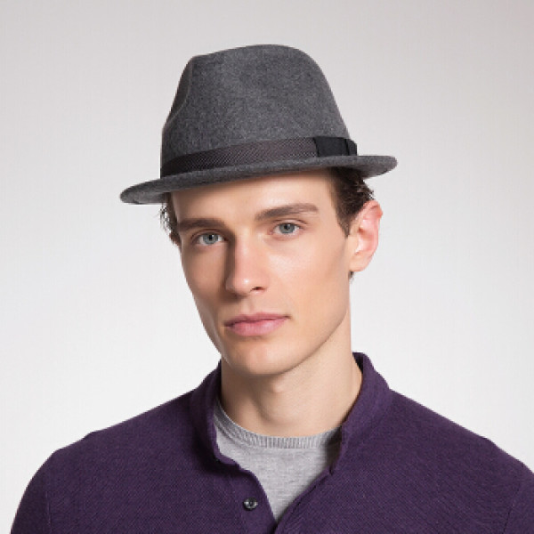 帝卡简嘉 fm046018 礼帽男秋冬欧美潮毛呢平沿爵士帽男英伦小礼帽时尚