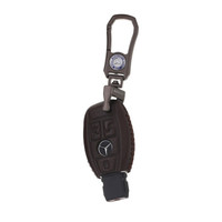 车达品19款新奔驰钥匙包真皮适用于奔驰e300 奔驰c级 gls e300l c260l ml400专车专用钥匙包半包三键棕