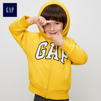 Gap旗舰店 男婴幼童 logo徽标仿羊羔绒内里连帽卫衣 童装外套 373683 谷物金黄 90cm(18-24月)