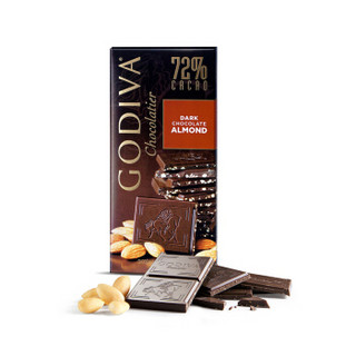 GODIVA 歌帝梵 72%可可扁桃仁黑巧克力排块 100g 盒装