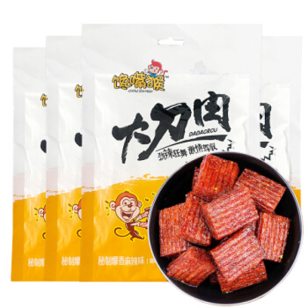 商品馋嘴猴 素大刀肉 辣条辣片零食特色怀旧小吃 麻辣味 424g(106g*4