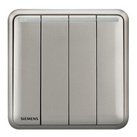 西门子(SIEMENS)开关插座 四开双控带荧光 86型开关面板皓睿硒釉银