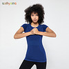 samyama健身瑜伽服弹力紧身运动上衣女跑步圆领T恤修身速干短袖蓝黑色L