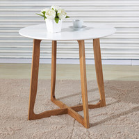 百思宜 餐桌 简约现代实木简约圆桌茶几时尚咖啡厅洽谈桌子 白色80*80cm(不含椅子)