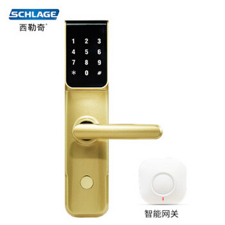 西勒奇（SCHLAGE） 智能指纹锁SC201V 华为指纹锁 智能家居门锁 电子锁 家用防盗门密码锁手机APP网关 时尚金