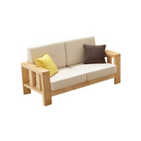 中伟实木沙发客厅实木现代简约小户型布艺沙发新中式沙发两人位 原木色