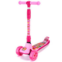 芭比儿童滑板车 加大加宽闪光轮品质版一键折叠可调四轮全闪扭扭脚踏滑步摇摆车