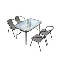 鲸伦（KINGRUNNING）户外阳台休闲桌椅小藤椅三件套 藤编家具组合 4+钢化玻璃长桌（120*80cm）