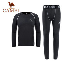 骆驼（CAMEL）运动套装男健身服秋冬款紧身衣透气吸湿排汗跑步篮球休闲运动服两件套 A7W2X3128 黑色 L