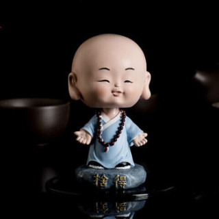 卡通创意摇头小和尚 车载摆件车内饰品公仔弥勒 汽车用品 摇头款-舍得