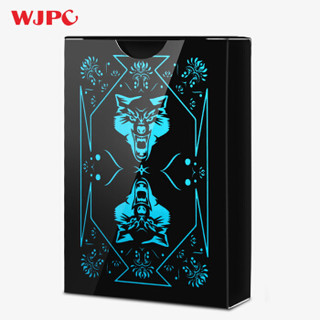  望京扑克 WJPC 新款WOLF狼牌黑色塑料防水扑克花切花式创意扑克牌近景魔术牌