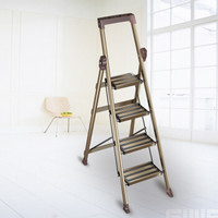 肯泰 豪华家用梯子 加厚铝合金梯子  家用折叠人字梯室内四步人字梯宽踏板带防滑条