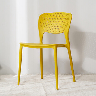 百思宜 塑料靠背椅子家用简约时尚餐椅北欧休闲椅子咖啡厅 奶茶店塑料椅成人靠背椅 畅享椅 餐厅家用 黄色
