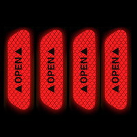 迪普尔 汽车反光贴夜光警示高亮安全摩托装饰遮挡划痕多功能开门贴钻石红4片