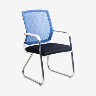 麦森（maisen）办公椅 家用培训弓形椅 网布职员老板靠背椅子 黑+蓝色 MS-GXY-126