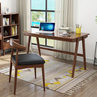 摩高空间北欧实木电脑桌现代简约家用办公桌日式小户型1.2米带抽屉含椅书桌-胡桃色TB16