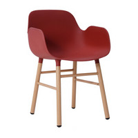 百思宜 现代简约创意设计师椅子洽谈桌椅实木塑料靠背扶手餐椅 大嘴椅 小户型餐厅家用 红色