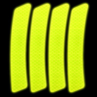 迪普尔 汽车反光贴夜光警示高亮安全摩托装饰遮挡划痕多功能车尾轮眉贴条荧光黄绿4片装