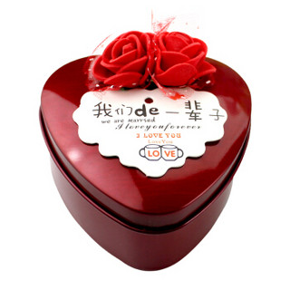 AI-Gift 婚庆用品 马口铁心形喜糖盒 婚庆创意礼盒 我们de一辈子 红色30个装