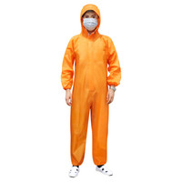 谋福 8020多功能连体防护服防尘服防雨服防雨防水劳保雨衣带帽工作服粉末喷漆工业清洗防化服橙色加大3XL185