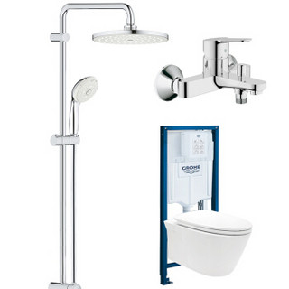 高仪（GROHE）壁挂马桶+淋浴花洒 壁挂式坐便器+100MM4出水200MM顶喷龙头花洒淋浴喷头套装