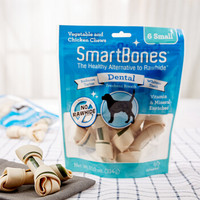 SmartBones 狗狗磨牙棒狗咬胶消化性狗零食成犬幼犬洁齿骨洁齿棒 薄荷味 小号-6支装