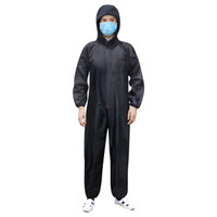 谋福 8020多功能连体防护服防尘服防雨服防雨防水劳保雨衣带帽工作服粉末喷漆工业清洗防化服黑色特大2XL-180