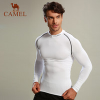 骆驼（CAMEL）运动长袖紧身衣健身服男款健美快干透气跑步训练上衣 A7W2V3103 白色 L