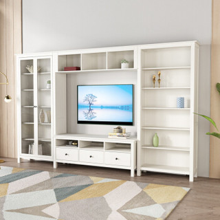 杜沃组合款电视柜 现代简约北欧背景墙储物柜组合套装地柜客厅柜 白色ZHG-C02