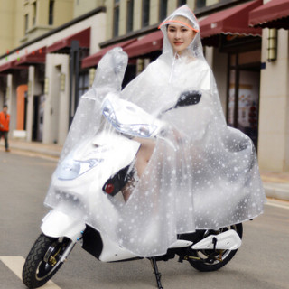 途馨 户外骑行成人电动车电瓶车摩托车雨衣 男女式单人双帽檐雨披加大加厚 带镜套雨衣 雪花白 5XL