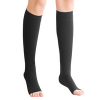 振德（ZHENDE）治疗型静脉曲张袜 压力一级短筒开口 医疗弹力袜护腿防血栓 黑色 XL