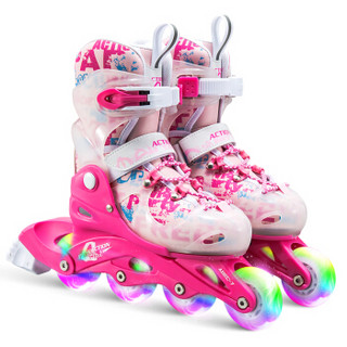 动感（ACTION）溜冰鞋儿童套装轮滑鞋成人闪光旱冰鞋滑冰鞋男女直排滑轮鞋PW-116 粉单鞋 L/38-41