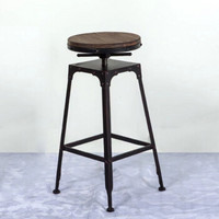 卡奈登  餐厅椅子欧式铁艺复古高脚吧台椅 可升降旋转圆形休闲酒吧凳子 XLY-127 棕色