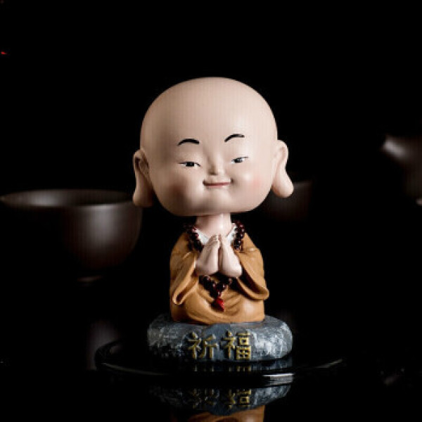 华饰 汽车摆件 小沙弥卡通创意摇头小和尚 车载摆件车内饰品公仔弥勒