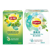立顿（Lipton）清衡舒缓组合（清衡茶蒲公英绿茶调味茶+神秘摩洛哥风情薄荷柠檬风味绿茶调味茶）共35包
