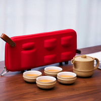 特美刻·湖畔居联合出品 旅行茶具套装茶杯茶壶带包整套泡茶（大客户专享） HCJ22015 漠影釉-红包