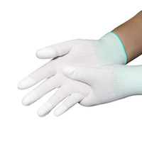 谋福 8034-2 PU涂指手套涂层手套尼龙手套13针织手套/劳保手套耐磨装卸手套 10副(绿色M码)