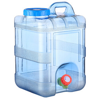 魅祥 塑料纯净水桶 带龙头便携车载饮水桶 蓝色透明水桶 15L