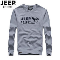 吉普 JEEP  圆领卫衣男2019春季新品休闲宽松大码商务印花卫衣男士圆领套头长袖T恤男LS15007 灰色 M