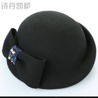 诗丹凯萨礼帽女士冬季时尚圆顶羊毛贝雷帽 FW122064 黑色 55cm-57cm