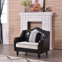 中伟美式实木沙发后现代沙发大小户型布艺沙发简约沙发客厅沙发 单人位 黑色
