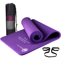 弥雅 瑜伽垫185*66cm 加长加宽加厚健身运动垫子 15mm紫色（送绑带网包）
