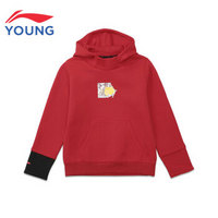 李宁官方旗舰店童装女童卫衣套头连帽棉质儿童上衣2019新品 YWDP062-1 朱砂红 160